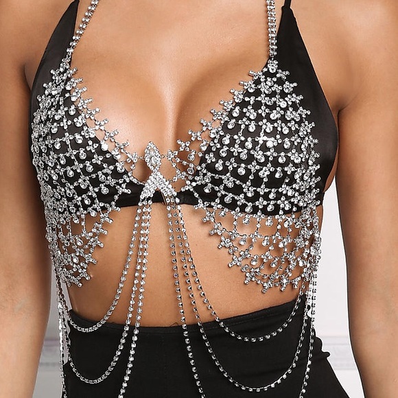 Crystal Embellished Body Harness Bra - Picture 4 of 8